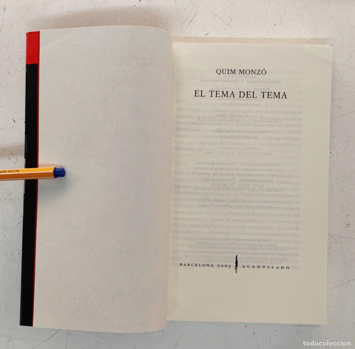 Libros de segunda mano: El tema del tema. Quim Monz&oacute; - Foto 5