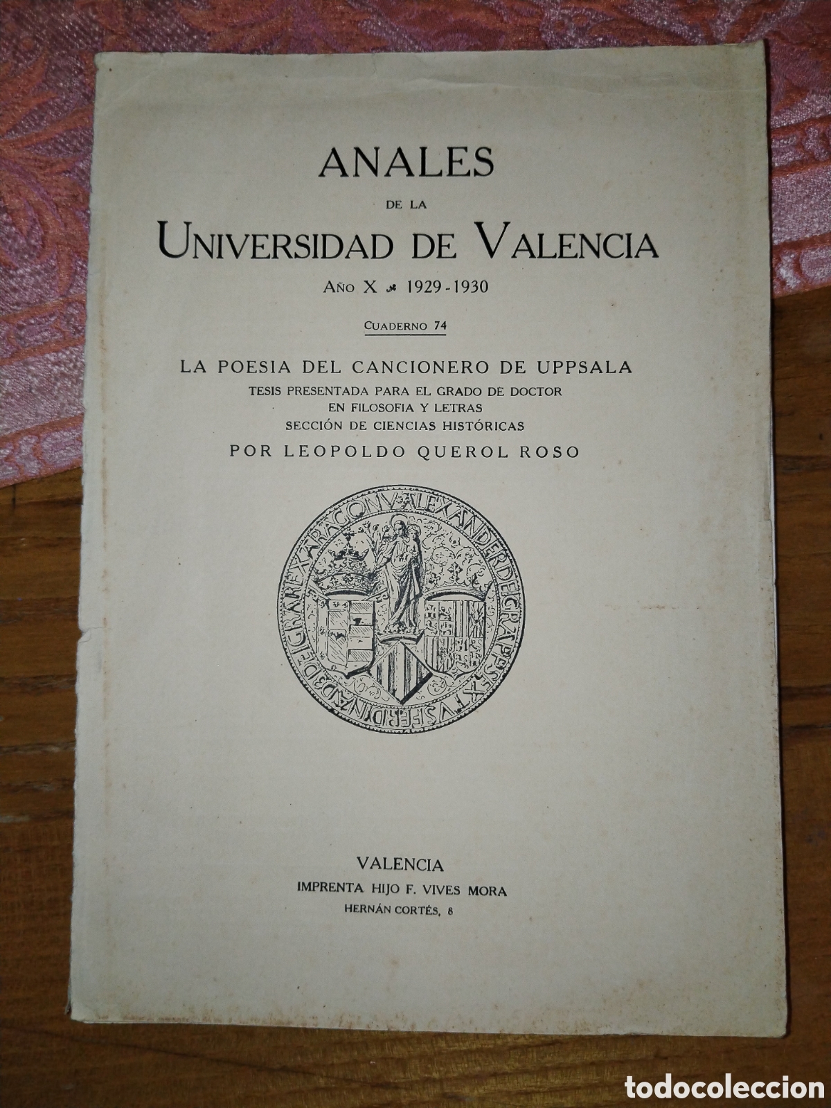 Libros de segunda mano: Anales de la Universidad de Valencia. A&ntilde;o X 1929-1930. La poes&iacute;a del cancionero de Uppsala