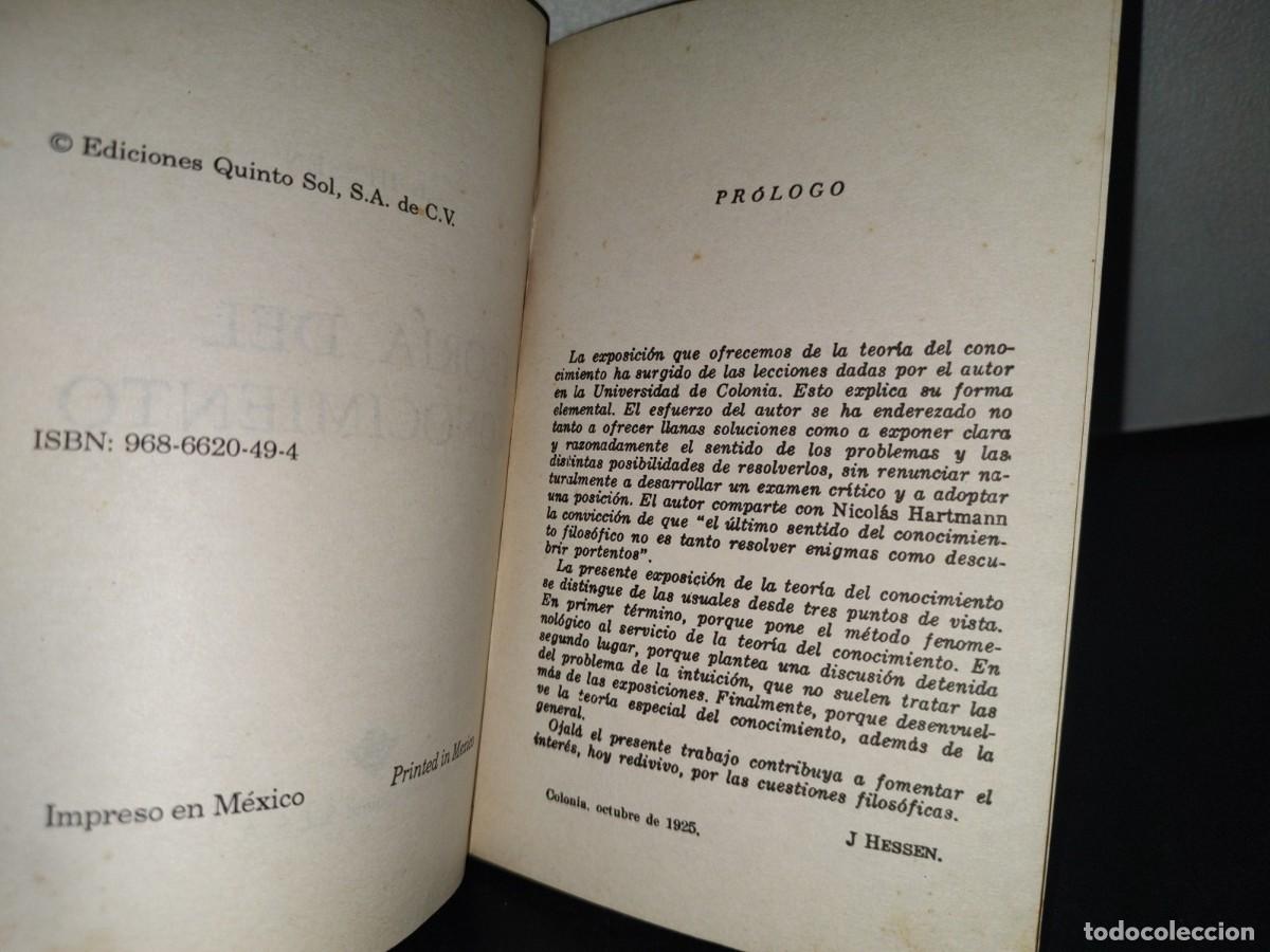 Libros de segunda mano: 205- teor&iacute;a del conocimiento - j. hessen - ediciones quinto sol - Foto 4