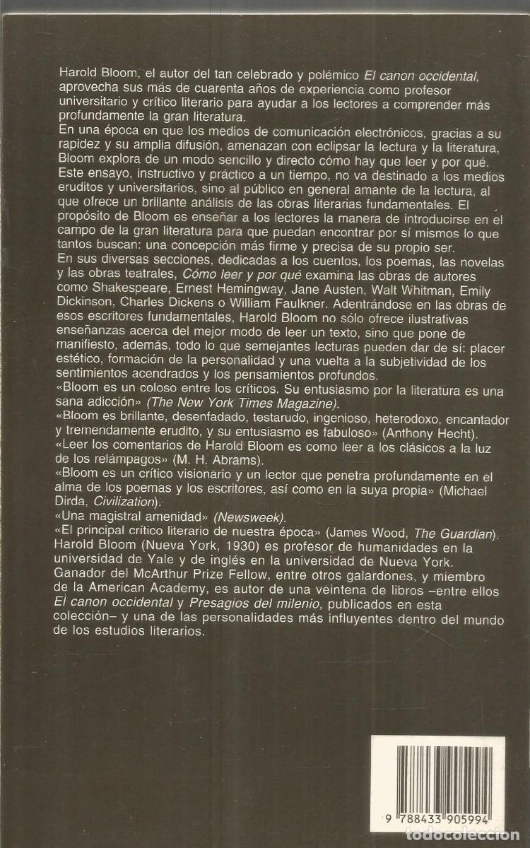 Libros de segunda mano: HAROLD BLOOM. COMO LEER Y POR QUE. ANAGRAMA. - Foto 2