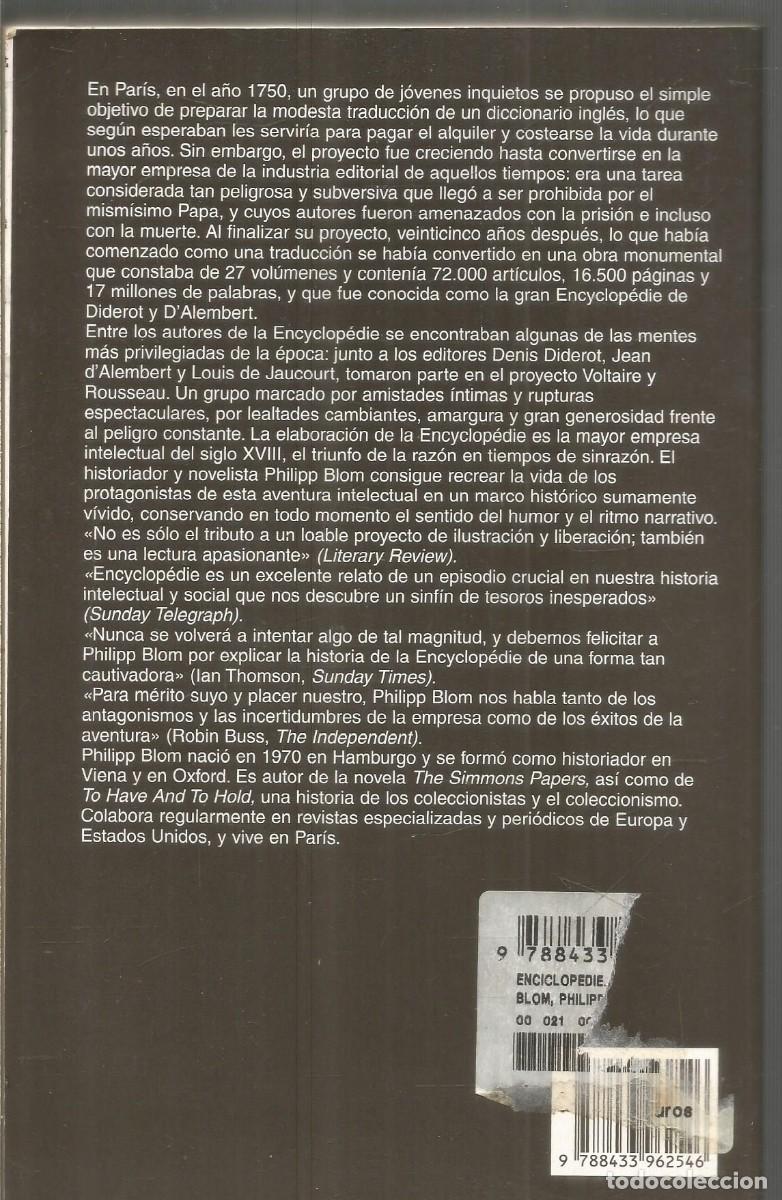Libros de segunda mano: PHILIPP BLOM. ENCYCLOPEDIE. ANAGRAMA. PRIMERA EDICION - Foto 2