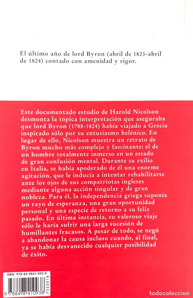 Libros de segunda mano: BYRON. EL &Uacute;LTIMO VIAJE. Harold Nicholson. - Foto 2