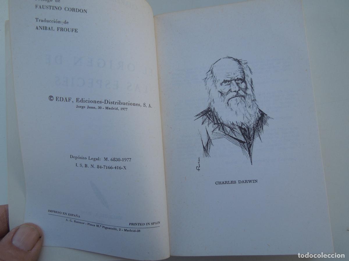 Libros de segunda mano: EL ORIGEN DE LAS ESPECIES - CHARLES DARWIN - EDAF EDICIONES 1977. - Foto 4