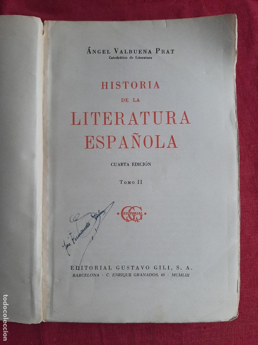 Libri di seconda mano: Historia de la Literatura Espa&ntilde;ola, tomo II - Valbuena Prat, &Aacute;ngel