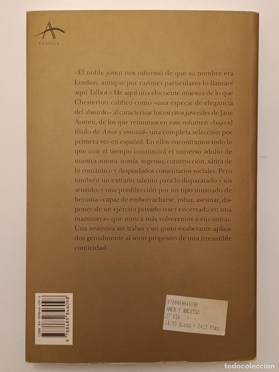 Libros de segunda mano: JANE AUSTEN. AMOR Y AMISTAD. EDITORIAL ALBA. 2000 - Foto 2