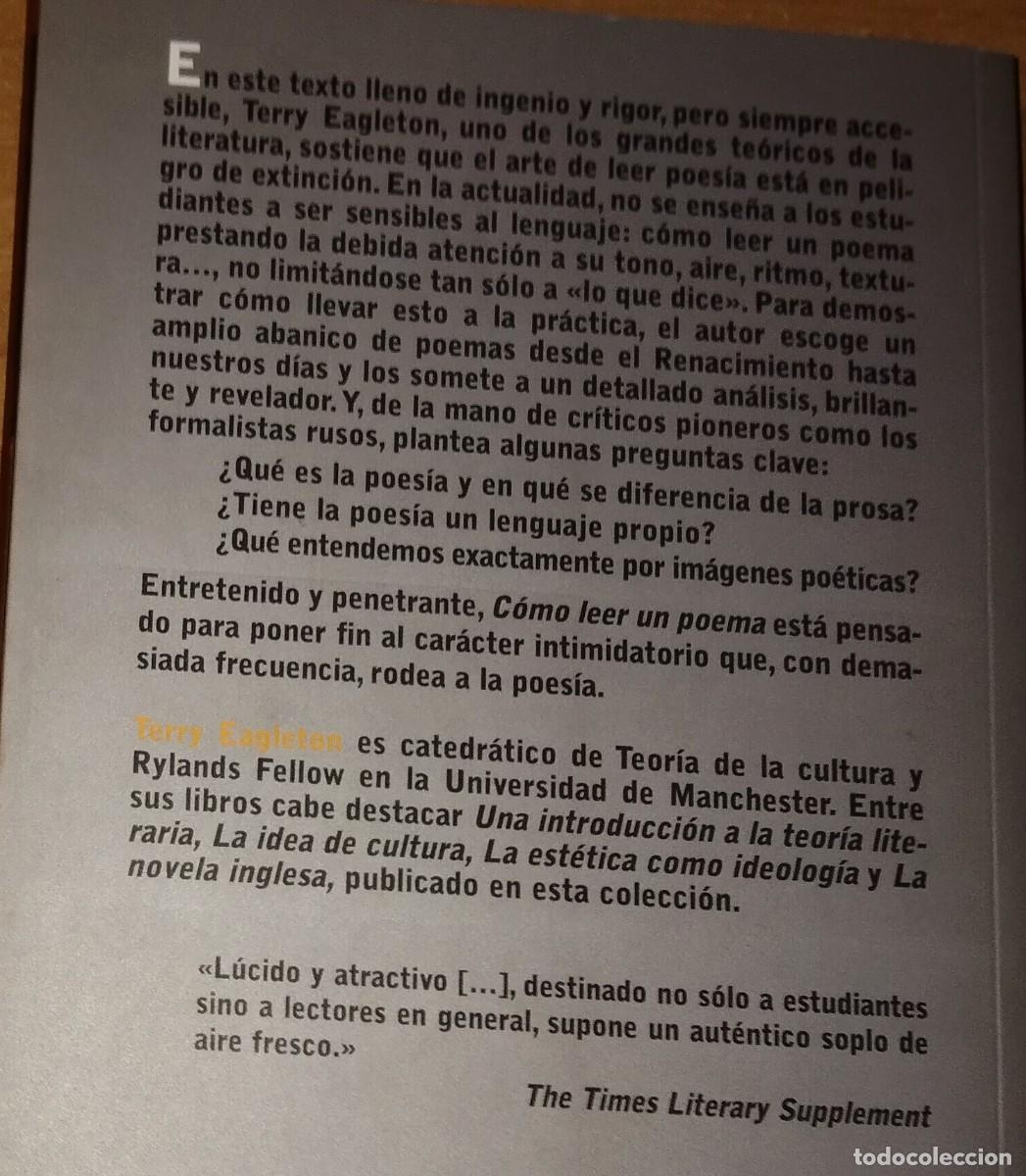 Libros de segunda mano: TERRY EAGLETON - C&Oacute;MO LEER UN POEMA - AKAL, 2010 - Foto 2