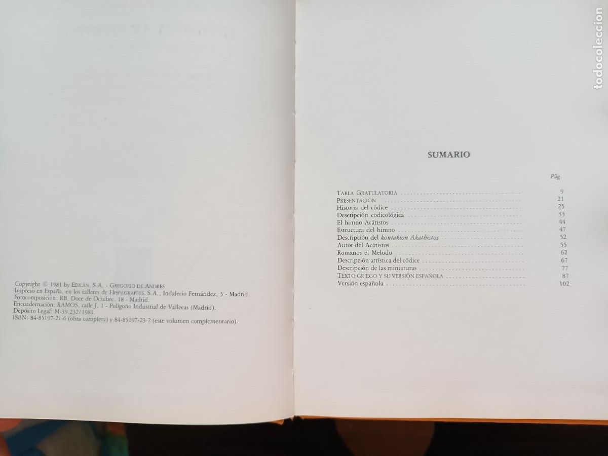 Libros de segunda mano: Volumen complementario del Himno Akathistos - Gregorio de Andr&eacute;s. Edilan - Foto 5