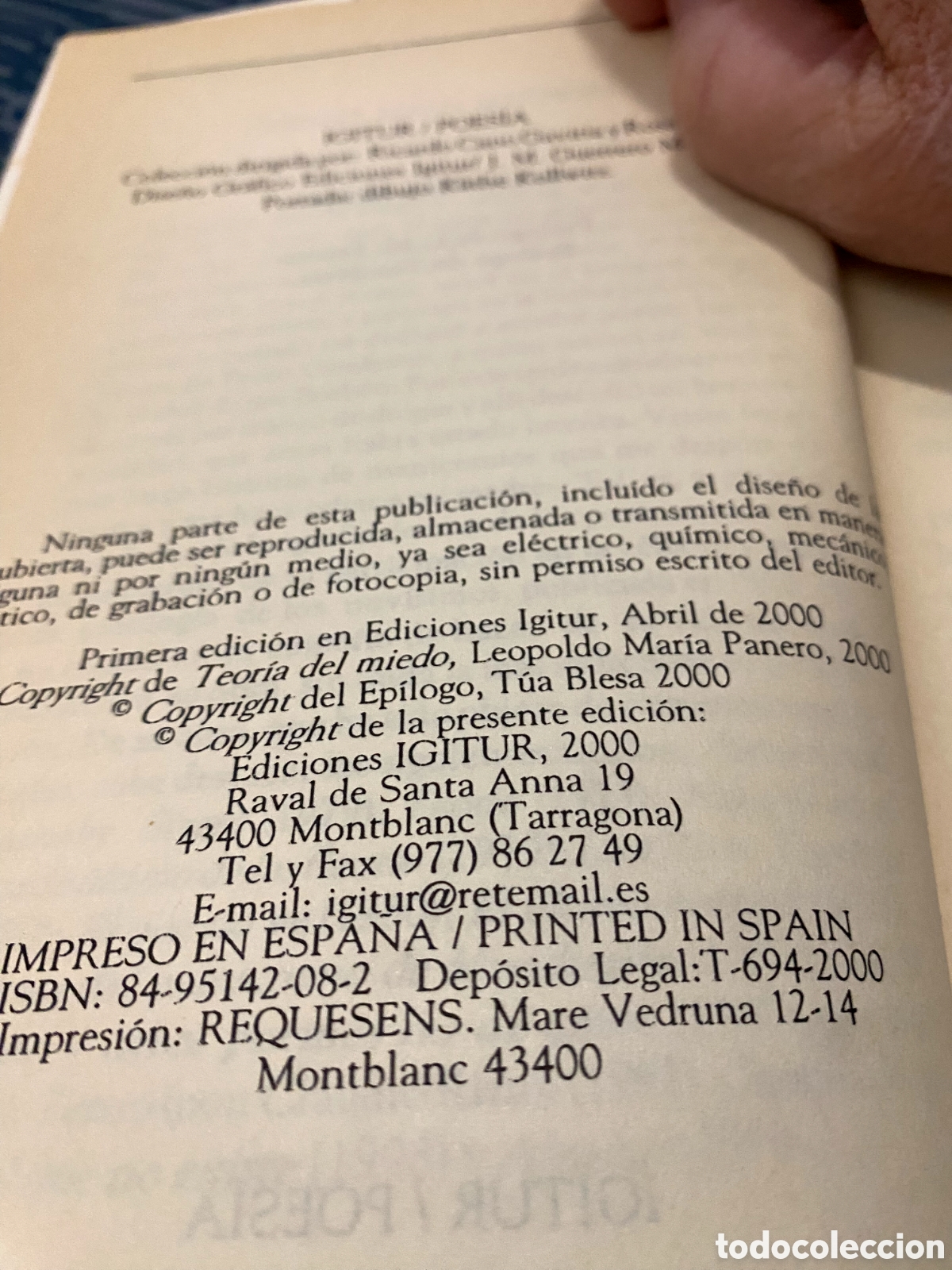 Libros de segunda mano: Teor&iacute;a del miedo - PANERO, Leopoldo - Foto 3