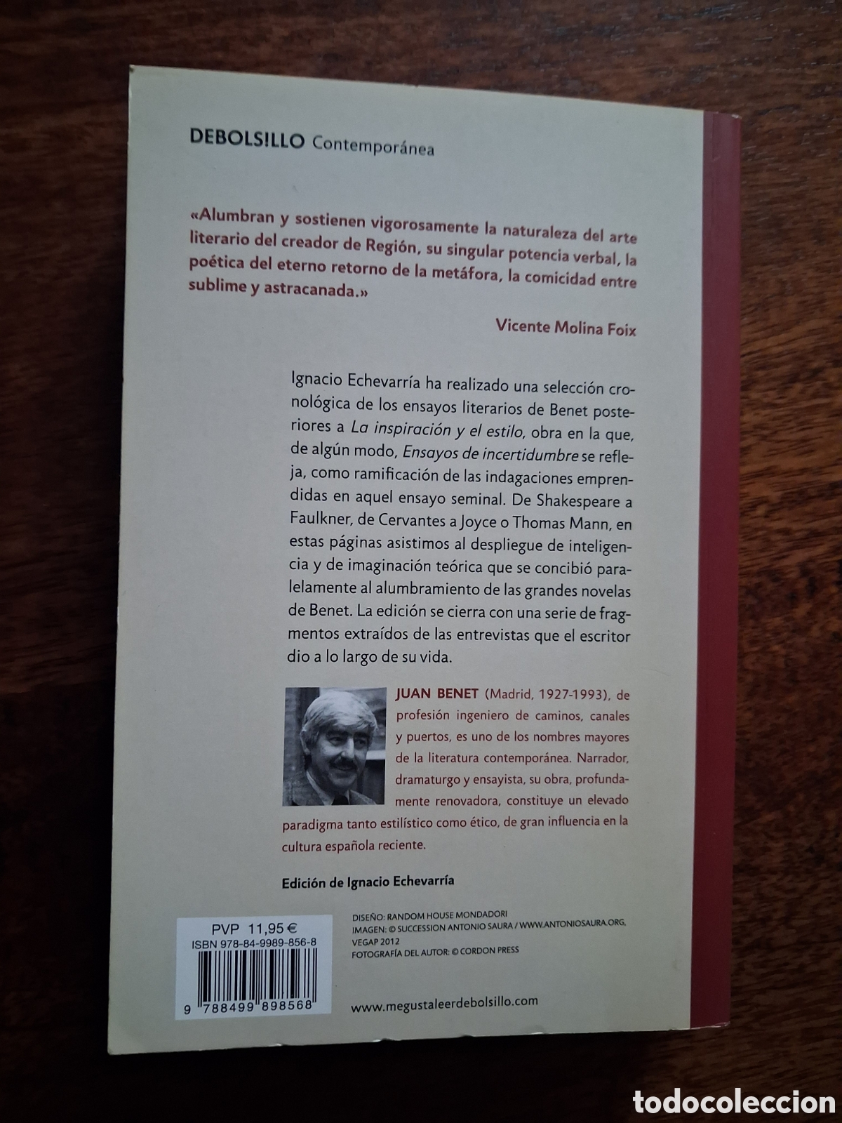 Libros de segunda mano: Ensayos de incertidumbre, Juan Benet - Foto 2
