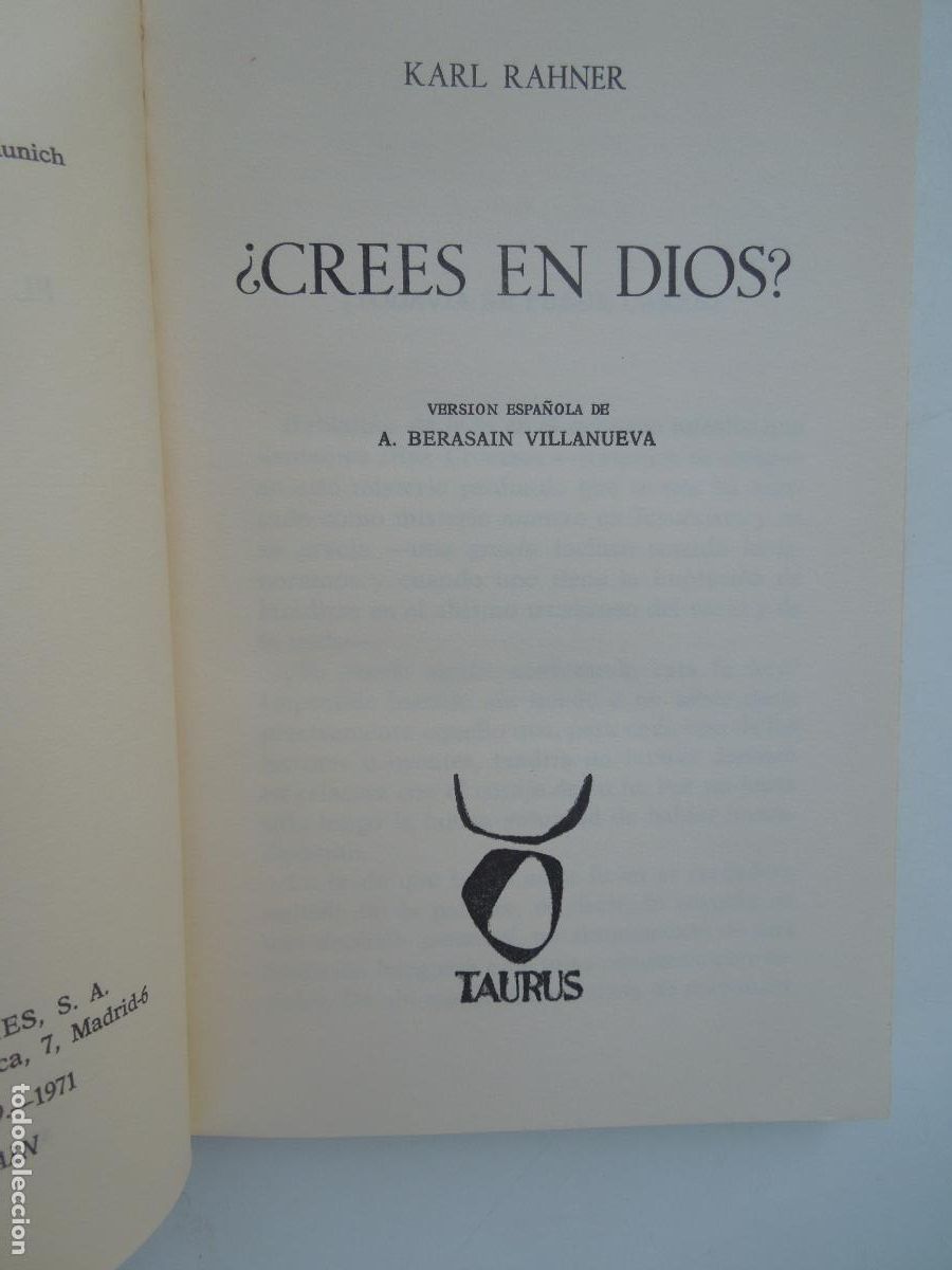 Libros de segunda mano: &iquest;CREES EN DIOS? - EL FUTURO DE LA VERDAD - KARL RAHNER - EDICIONES TAURUS 1971 - Foto 3