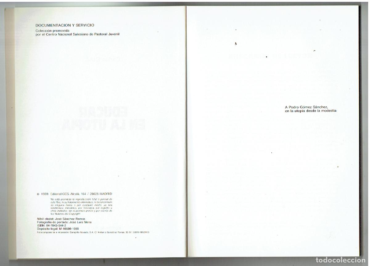 Libros de segunda mano: DOCUMENTACI&Oacute;N Y SERVICIO. N&ordm; 60. EDUCAR EN LA UTOPIA. CARLOS D&Iacute;AZ. (Z/32) - Foto 2