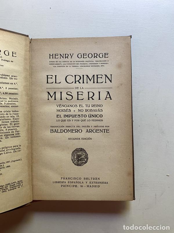 Libros de segunda mano: El crimen de la miseria - George Henry - Foto 2