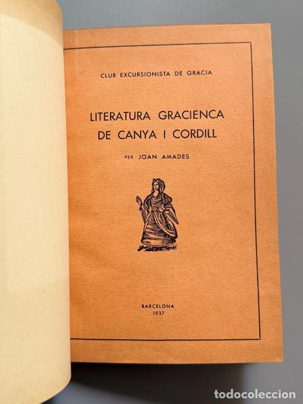 Libros de segunda mano: Literatura gracienca de canya i cordill, Joan Amades - Club Excurcionista de Gracia, 1937