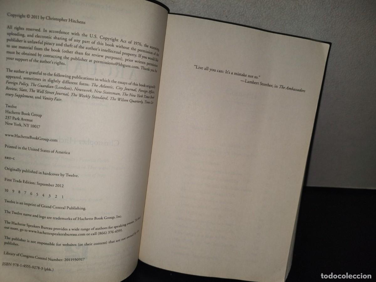 Libros de segunda mano: 215- ARGUABLY. ESSAYS BY CHRISTOPHER HITCHENS. TWELVE HACHETTE BOOK GROUP. FIRST EDITION 2012 - Foto 5