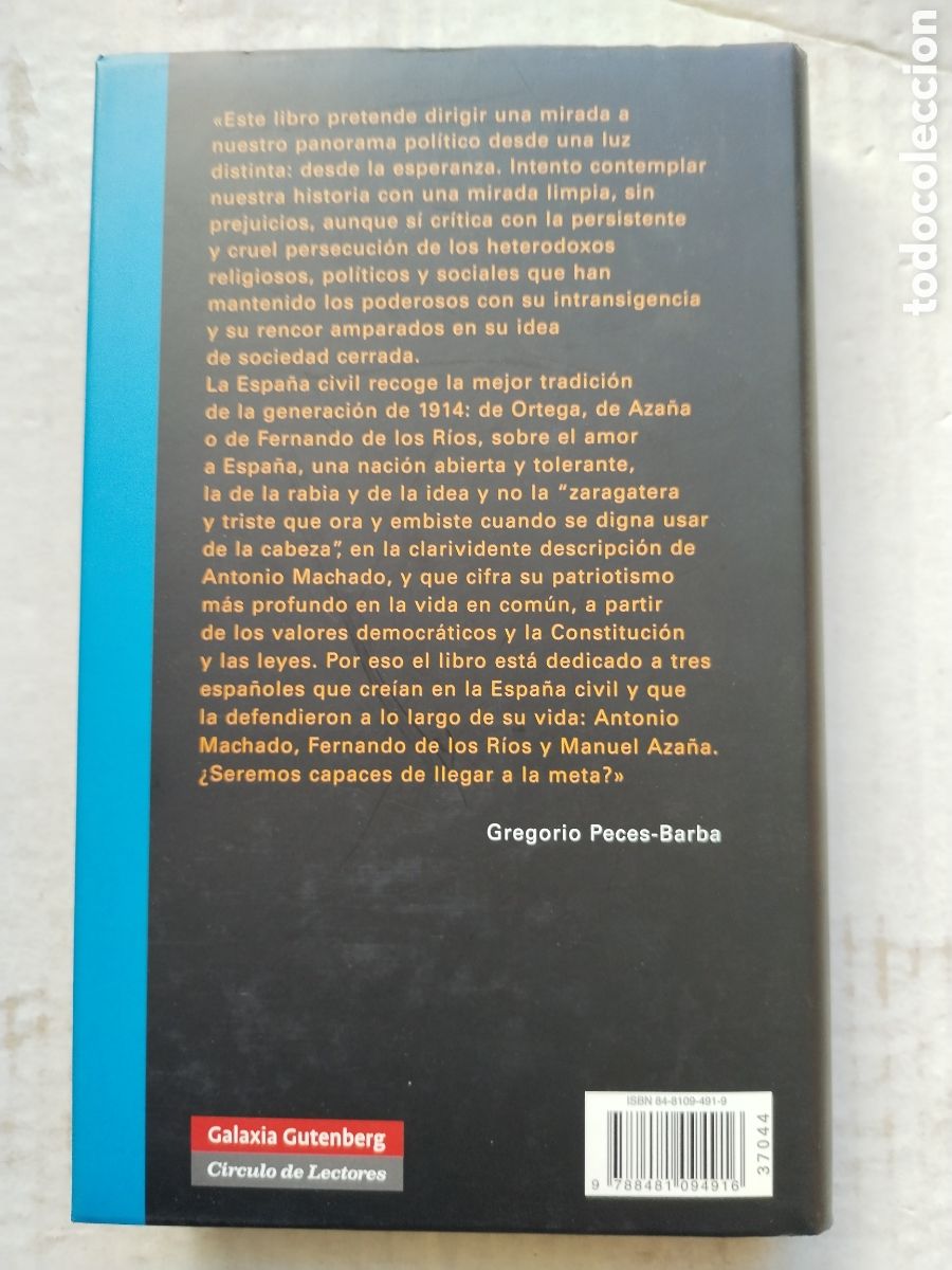 Libros de segunda mano: LA ESPA&Ntilde;A CIVIL/GREGORIO PECES BARBA - Foto 3
