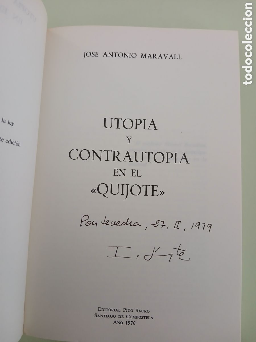 Libros de segunda mano: Utop&iacute;a y contrautop&iacute;a en el Quijote. Jos&eacute; Antonio Maravall. - Foto 3