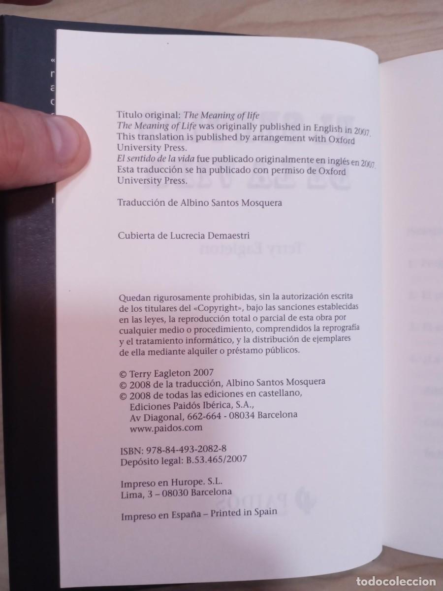 Libros de segunda mano: EL SENTIDO DE LA VIDA - TERRY EAGLETON - 2007 PAID&Oacute;S - Foto 5