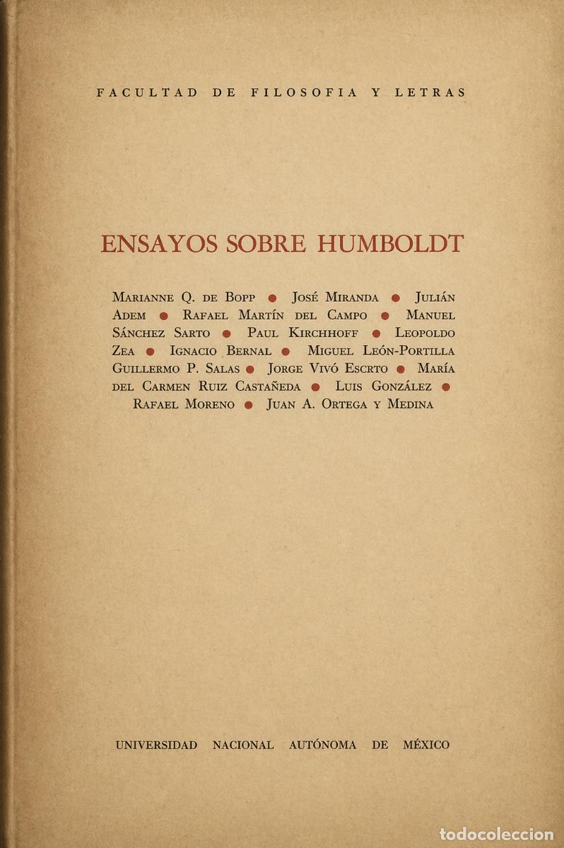 Libros de segunda mano: BOPP / MIRANDA / ADEM / ET AL. - ENSAYOS SOBRE HUMBOLDT - UNAM - 1962