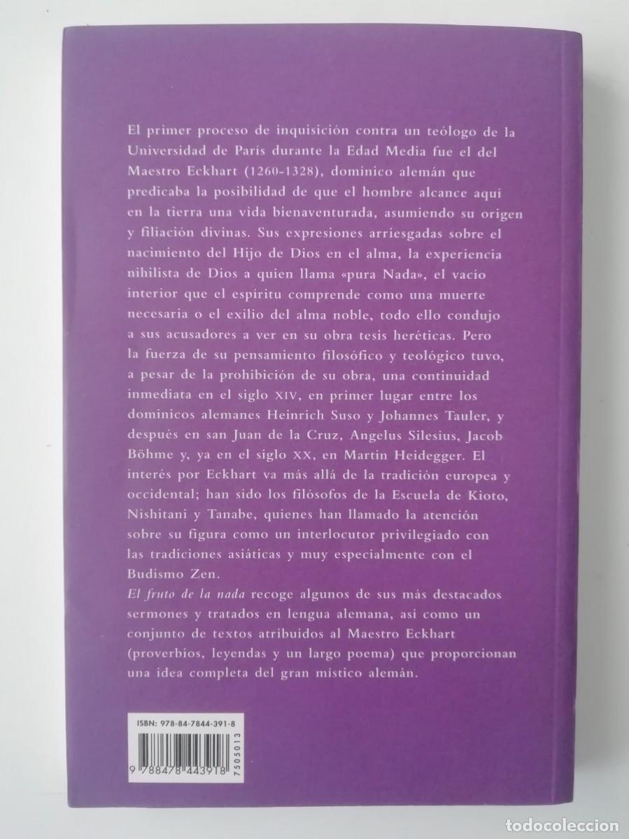 Libros de segunda mano: EL FRUTO DE LA NADA - MAESTRO ECKHART - ED. SIRUELA 2008 - Foto 2