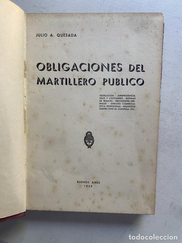 Libros de segunda mano: Obligaciones del martillero publico - Quesada Julio A.