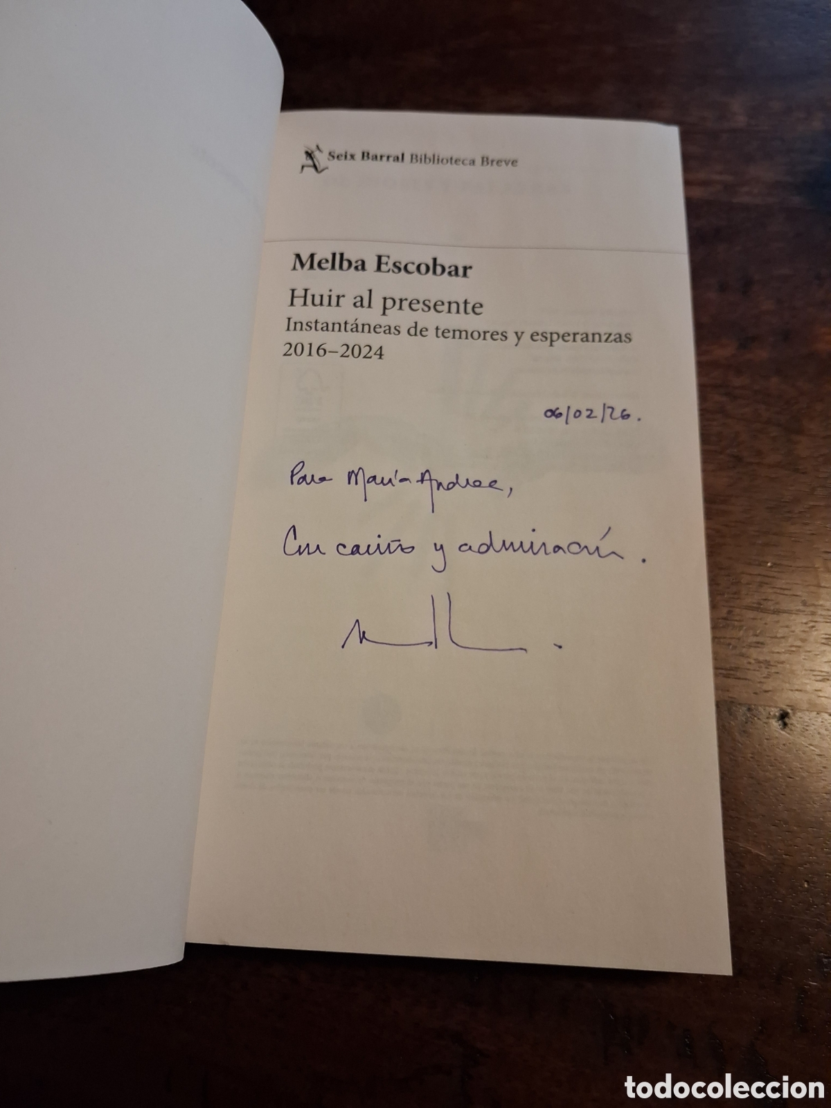 Libros de segunda mano: Huir al presente, Melba Escobar (con una dedicatoria de la autora) - Foto 2