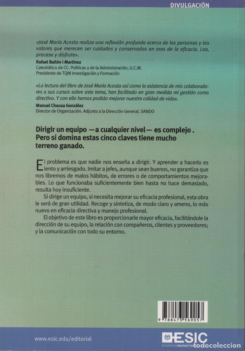 Libros de segunda mano: Dirigir. Jos&eacute; Mar&iacute;a Acosta. ESIC. 2013. - Foto 2