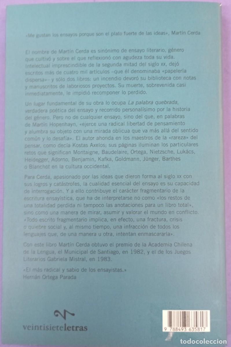 Libros de segunda mano: LA PALABRA QUEBRADA - MARTIN CERDA - Foto 2