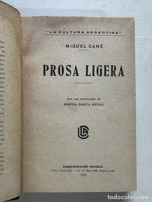 Second hand books: Prosa ligera - Cane Miguel