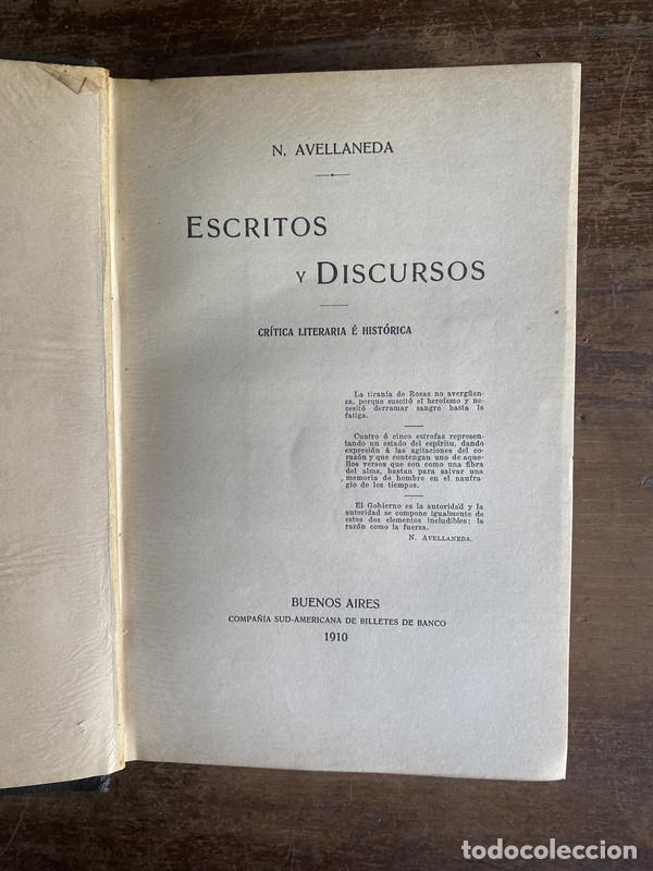 Libros de segunda mano: Escritos y Discursos - Avellaneda N.