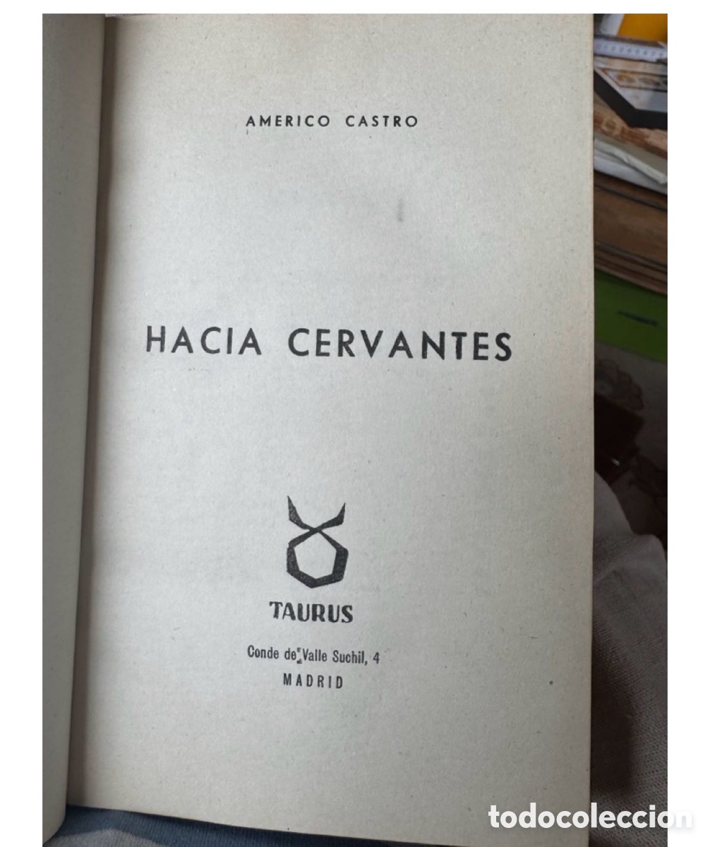 Libros de segunda mano: Castro, Am&eacute;rico: Hacia Cervantes. Taurus 1957, encuadernaci&oacute;n holandesa piel de lujo