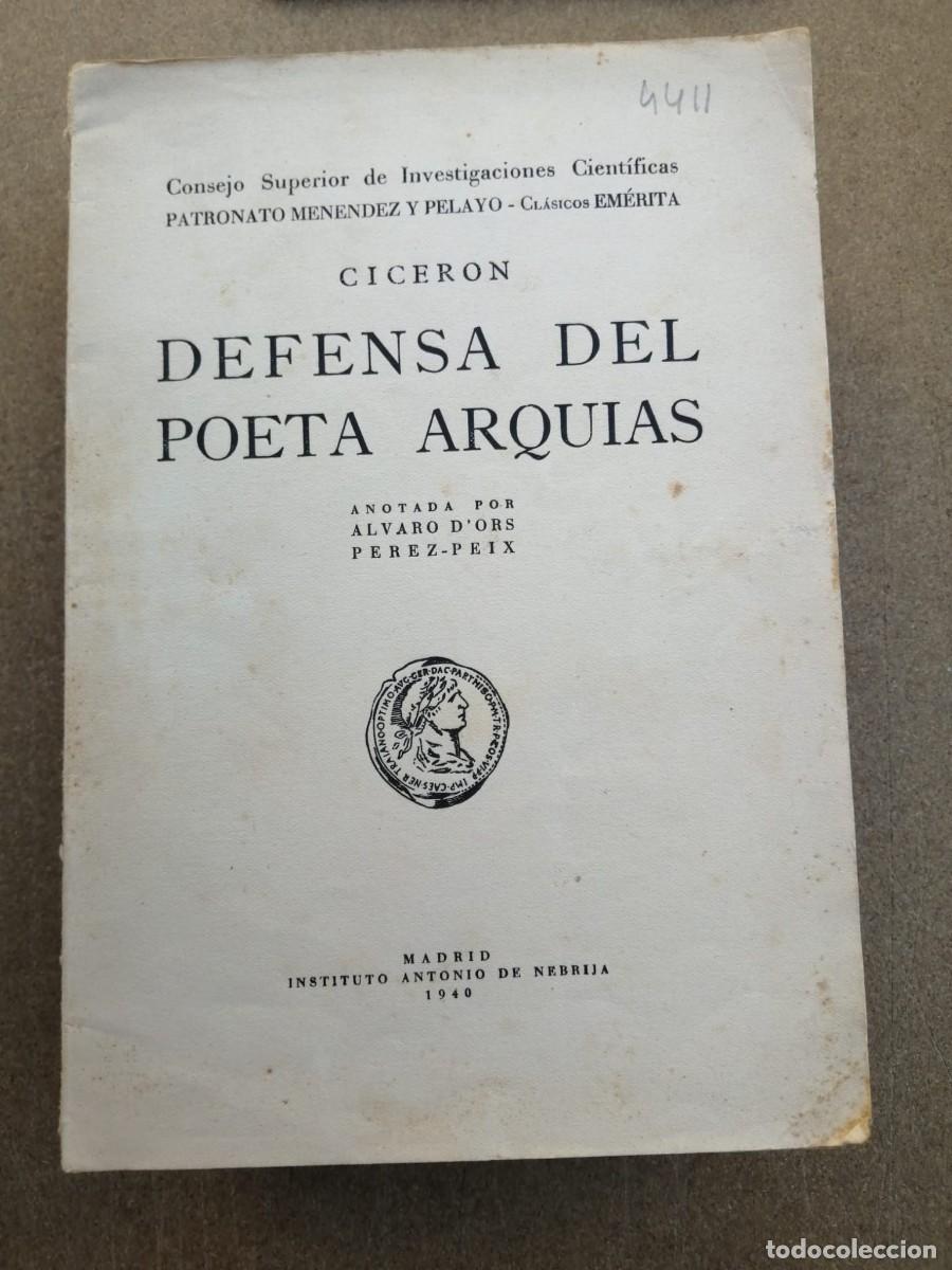 Libros de segunda mano: DEFENSA DEL POETA ARQUIAS (CICERON)
