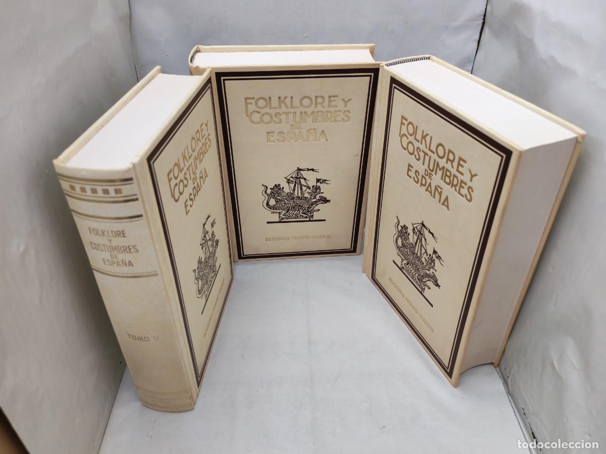 Libros de segunda mano: Folklore y costumbres de Espa&ntilde;a, Tomo I, II y III (Obra completa en 3 tomos. Edici&oacute;n facs&iacute;mil 1988)