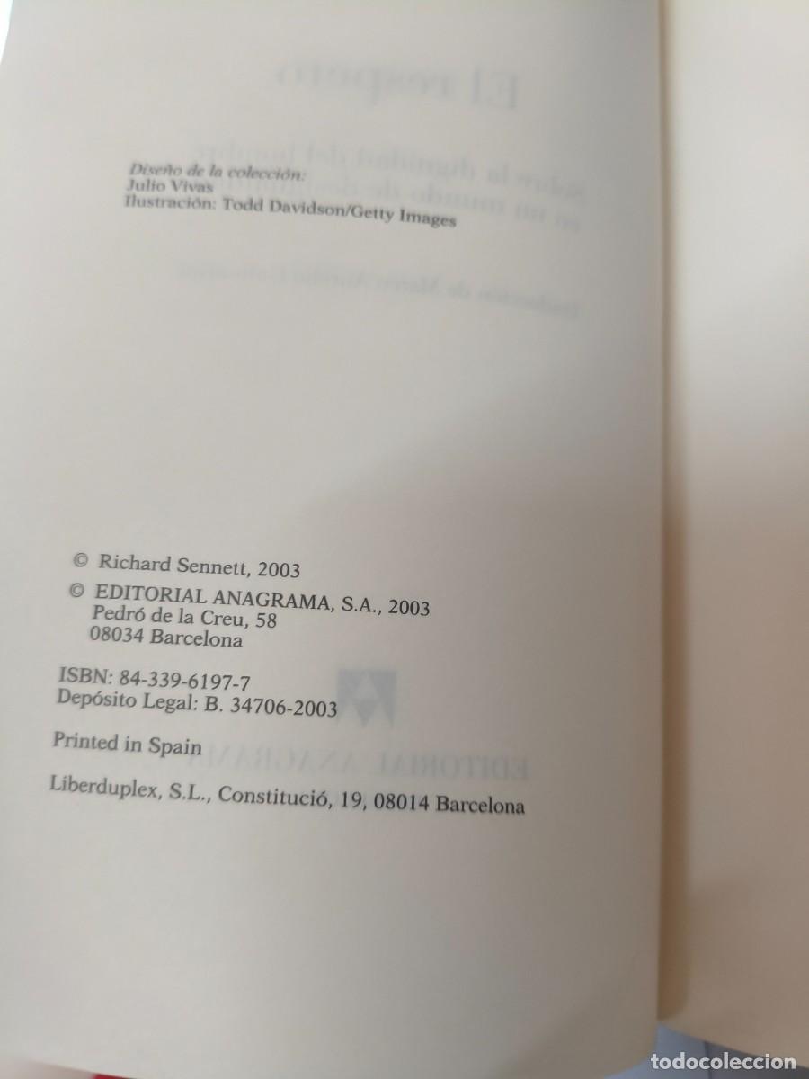 Libros de segunda mano: EL RESPETO. RICHARD SENNETT. ANAGRAMA 2003. - Foto 4