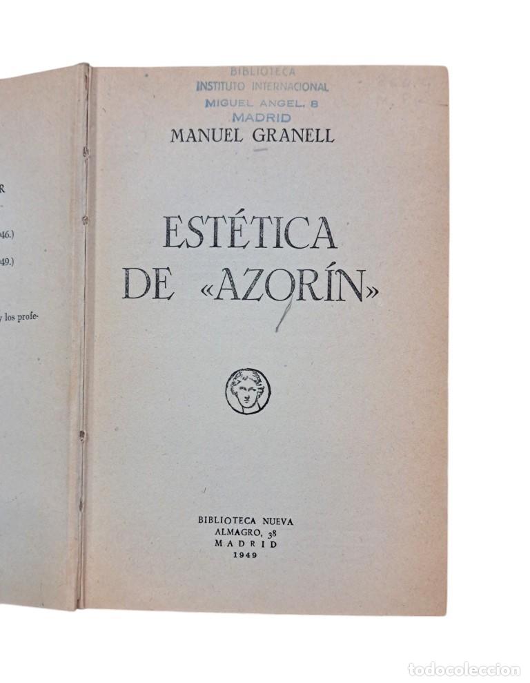 Libros de segunda mano: Granell, Manuel.- EST&Eacute;TICA DE AZOR&Iacute;N (1949) - Foto 1