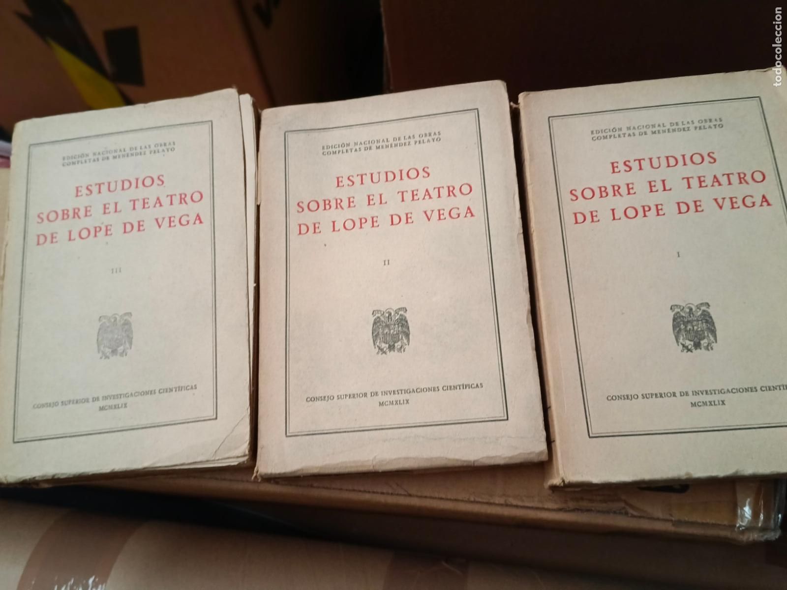 Libros de segunda mano: ESTUDIOS SOBRE EL TEATRO DE LOPE DE VEGA - Marcelino MEN&Eacute;NDEZ PELAYO Tomos 1 al 3