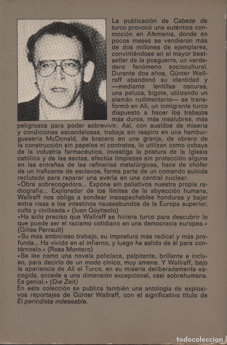Libros de segunda mano: Cabeza de turco. G&uuml;nter Wallraff. Anagrama. 1987. - Foto 2