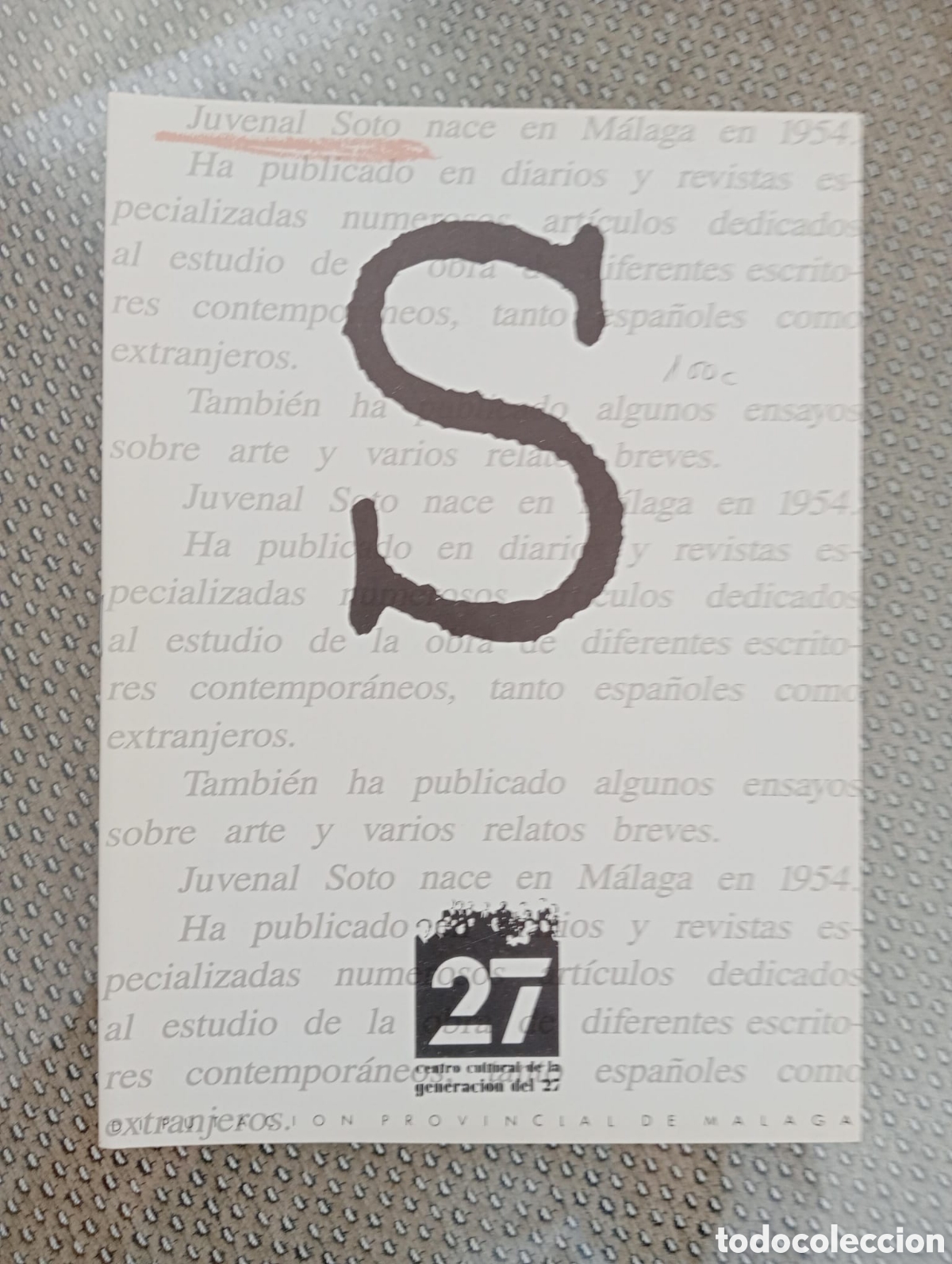 Libros de segunda mano: Juvenal Soto. Centro Cultural de la Generaci&oacute;n del 27. Diputaci&oacute;n de M&aacute;laga.