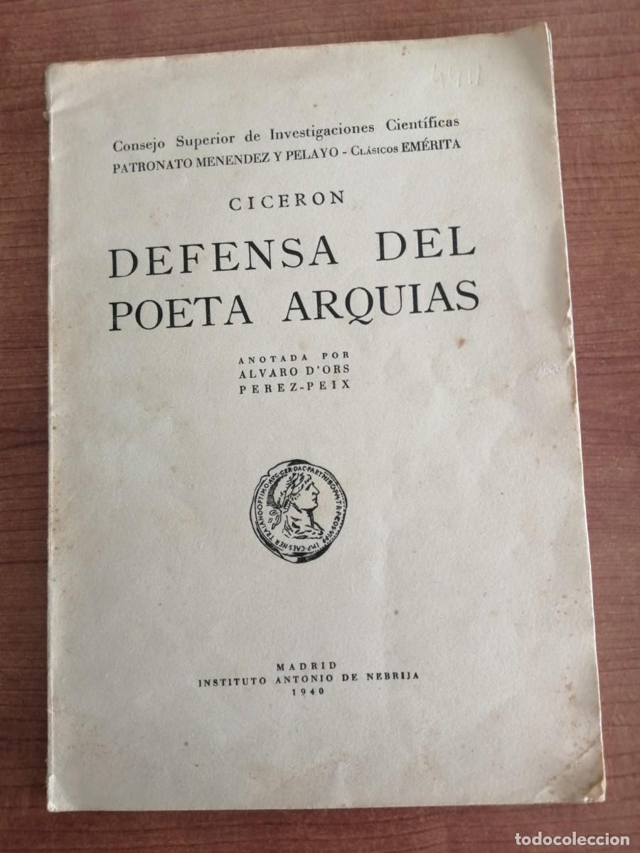 Libros de segunda mano: DEFENSA DEL POETA ARQUIAS (CICERON)