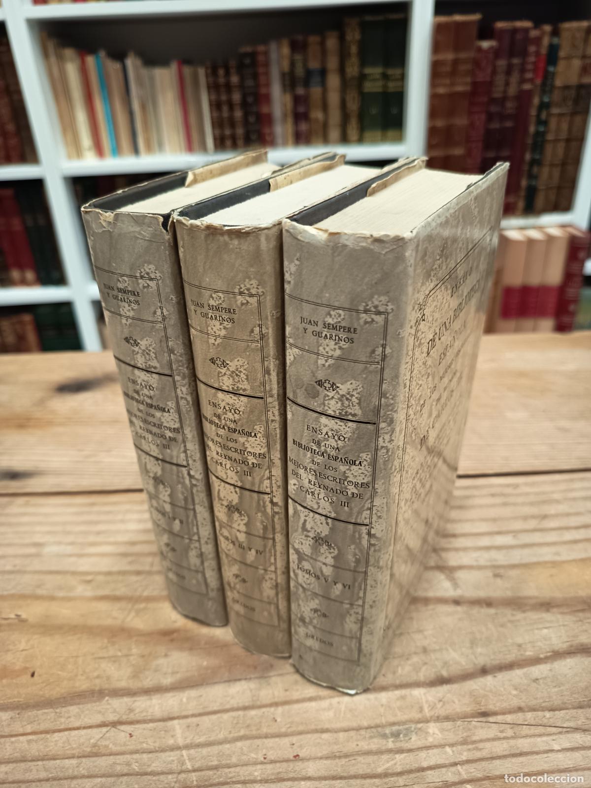 Libros de segunda mano: 1969 LUIS SEMPERE. Ensayo Biblioteca Espa&ntilde;ola Mejores Escritores Reynado Carlos III Facs&iacute;mil 3 tomos