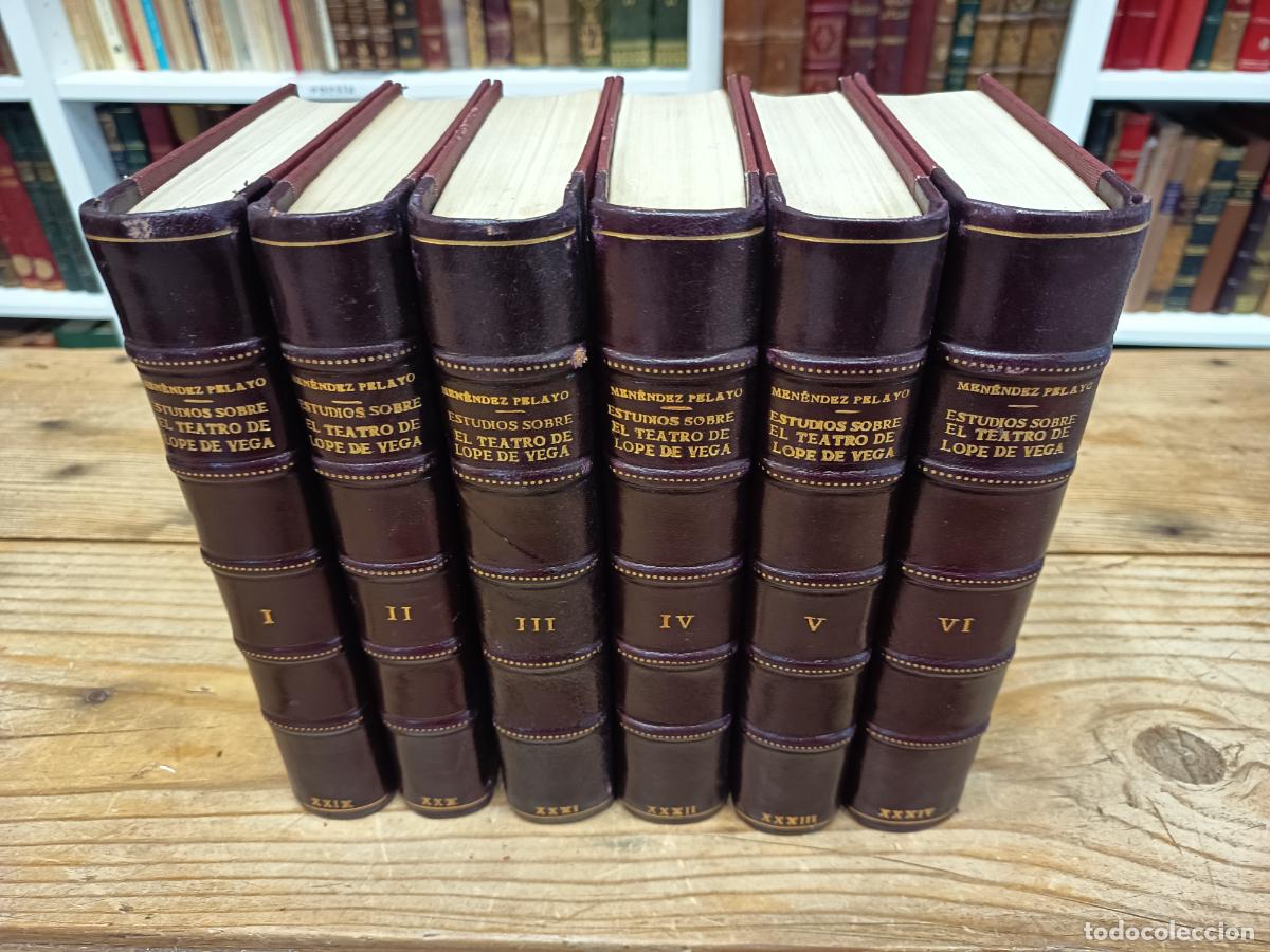 Libros de segunda mano: 1949 - MARCELINO MEN&Eacute;NDEZ PELAYO. Estudios sobre el teatro de Lope de vega. 6 tomos (obra completa)