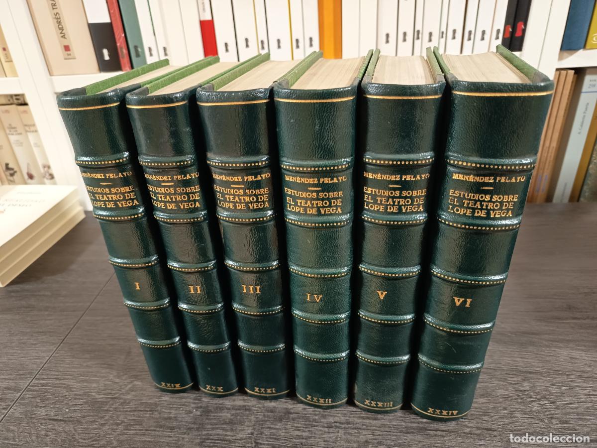 Libros de segunda mano: 1949 - MARCELINO MEN&Eacute;NDEZ PELAYO. Estudios sobre el teatro de Lope de vega. 6 tomos (obra completa)
