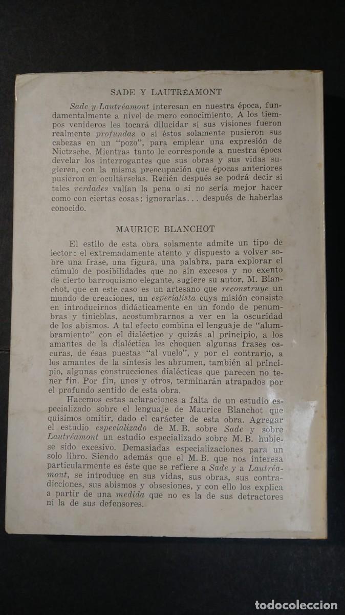 Libros de segunda mano: MAURICE BLANCHOT - SADE Y LAUTREAMONT - Foto 2