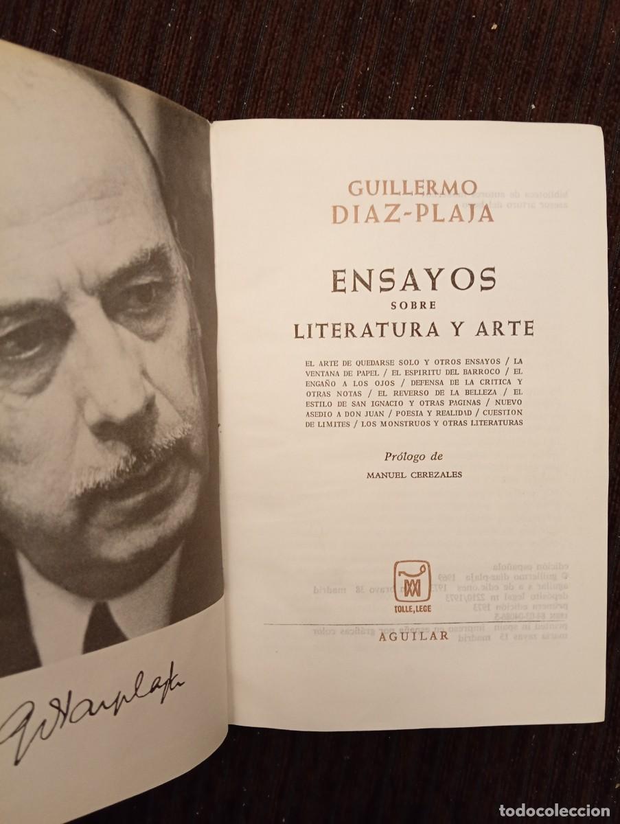 Libros de segunda mano: Guillermo D&iacute;az-Plaja. Ensayos sobre literatura y arte. Aguilar