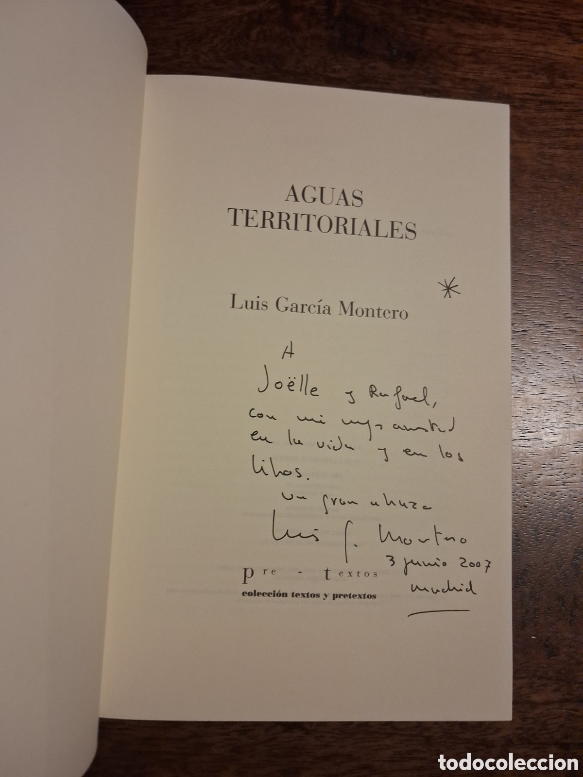 Libros de segunda mano: Aguas territoriales, Luis Garc&iacute;a Montero (con su dedicatoria)