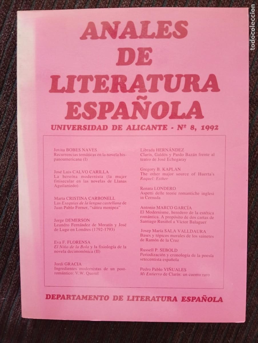 Libros de segunda mano: Anales de Literatura Espa&ntilde;ola N&ordm;8 Universidad de Alicante