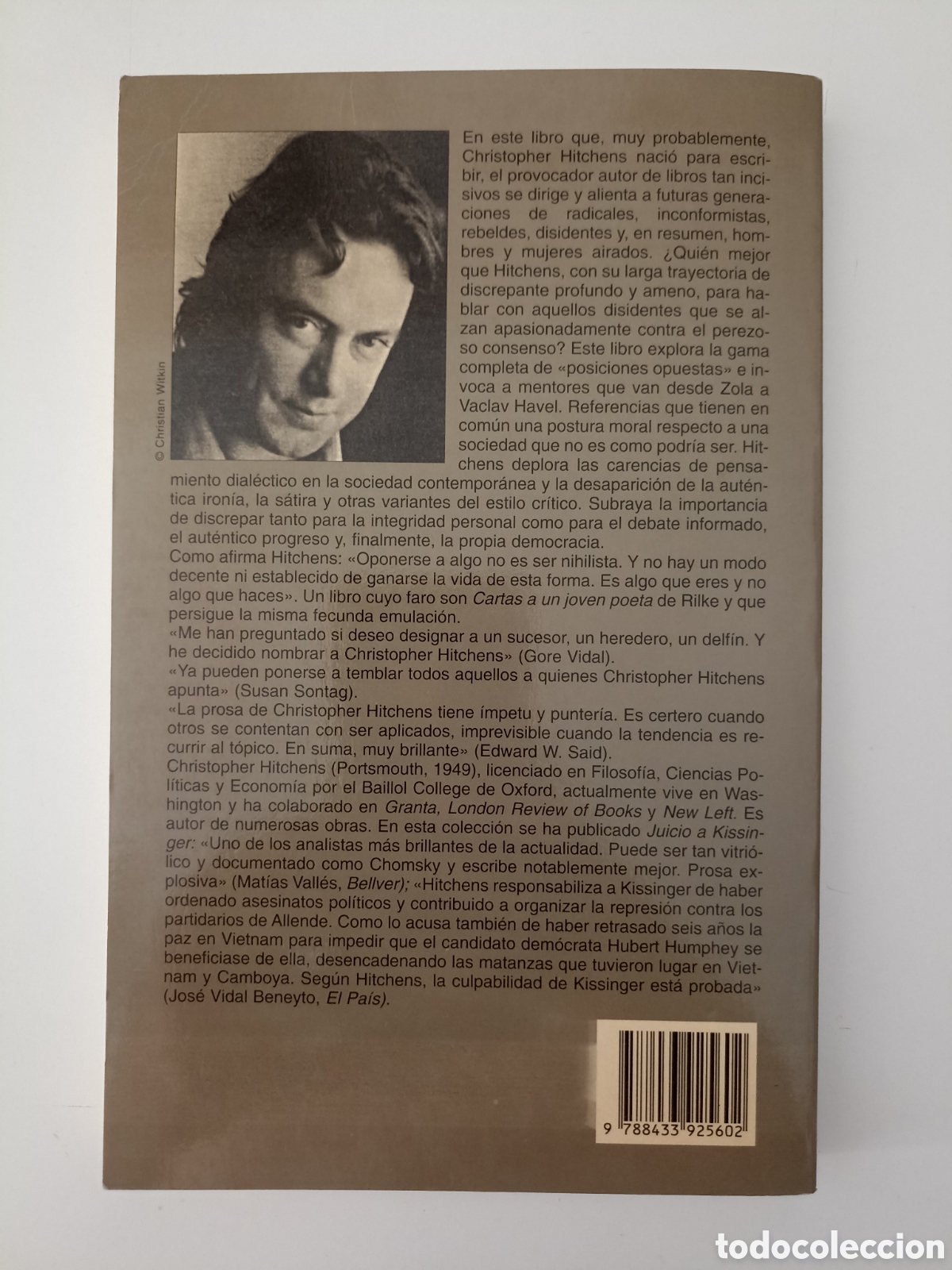 Libros de segunda mano: Christopher Hitchens - Cartas a un joven disidente (Anagrama, 2003) Cr&oacute;nicas - Foto 2