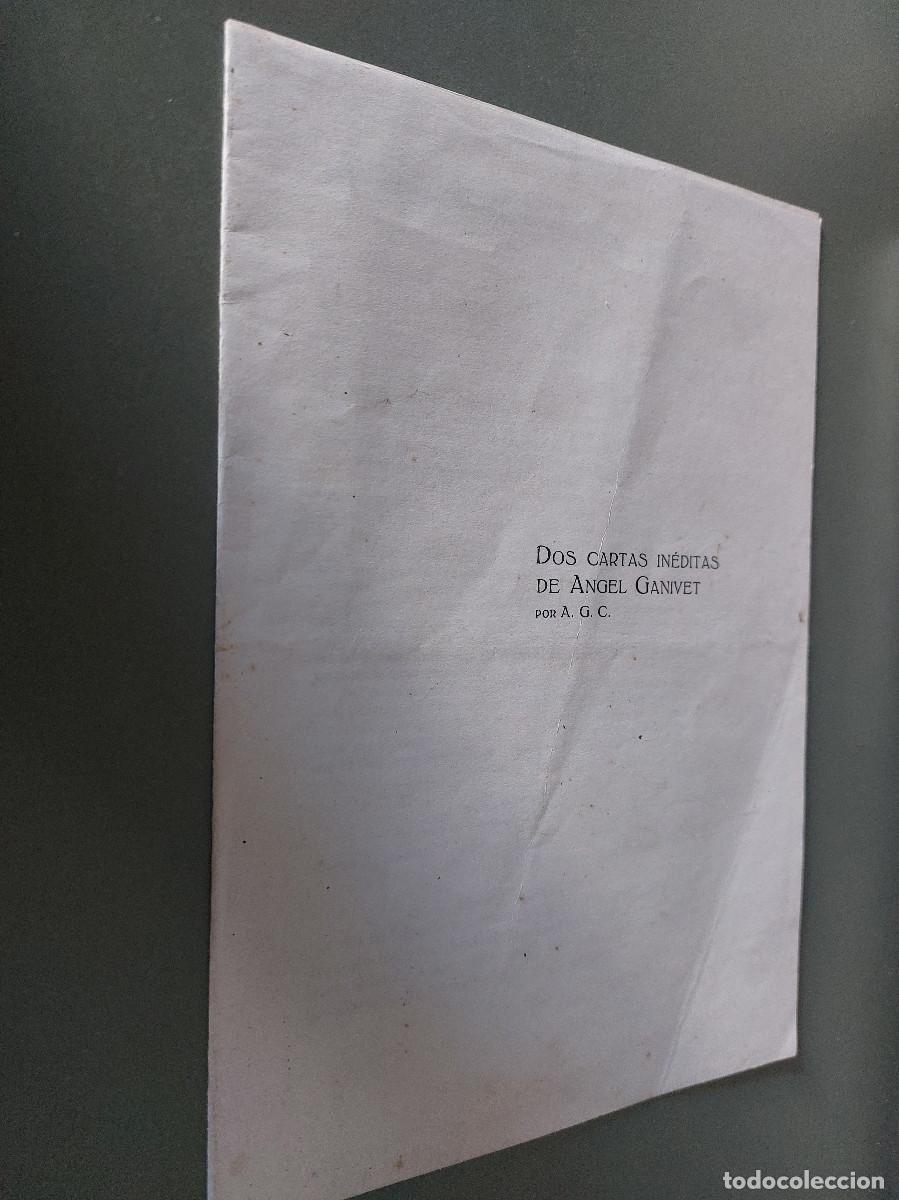 Libros de segunda mano: Dos cartas in&eacute;ditas de Angel Ganivet por Angel Ganivet. 4 hojas. Grapa. Buen estado. caj 67