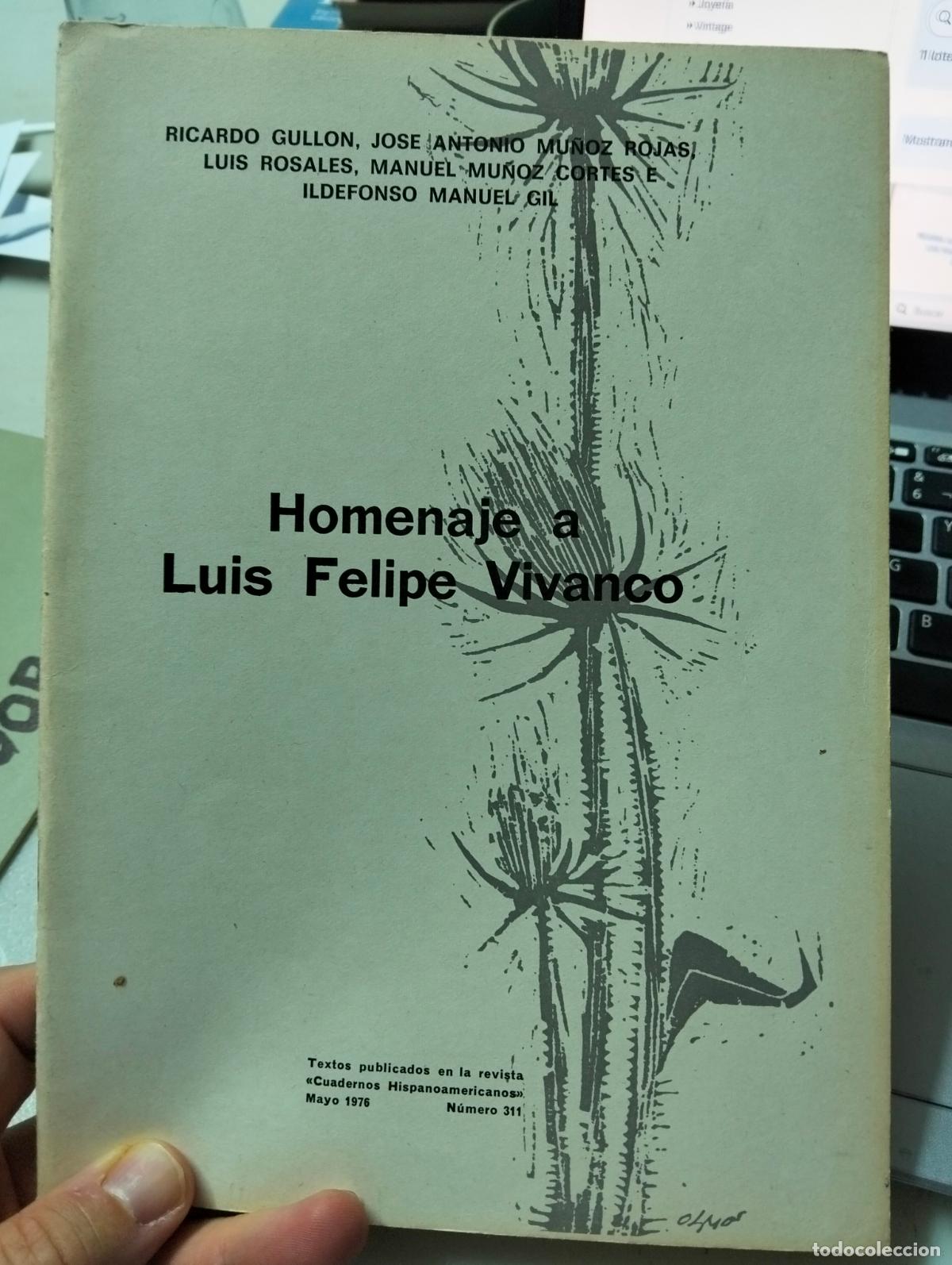 Libros de segunda mano: Dedicado por el Autor. Critica Literaria. Homenaje a Luis Felipe Vivanco, Varios, 1975 L55