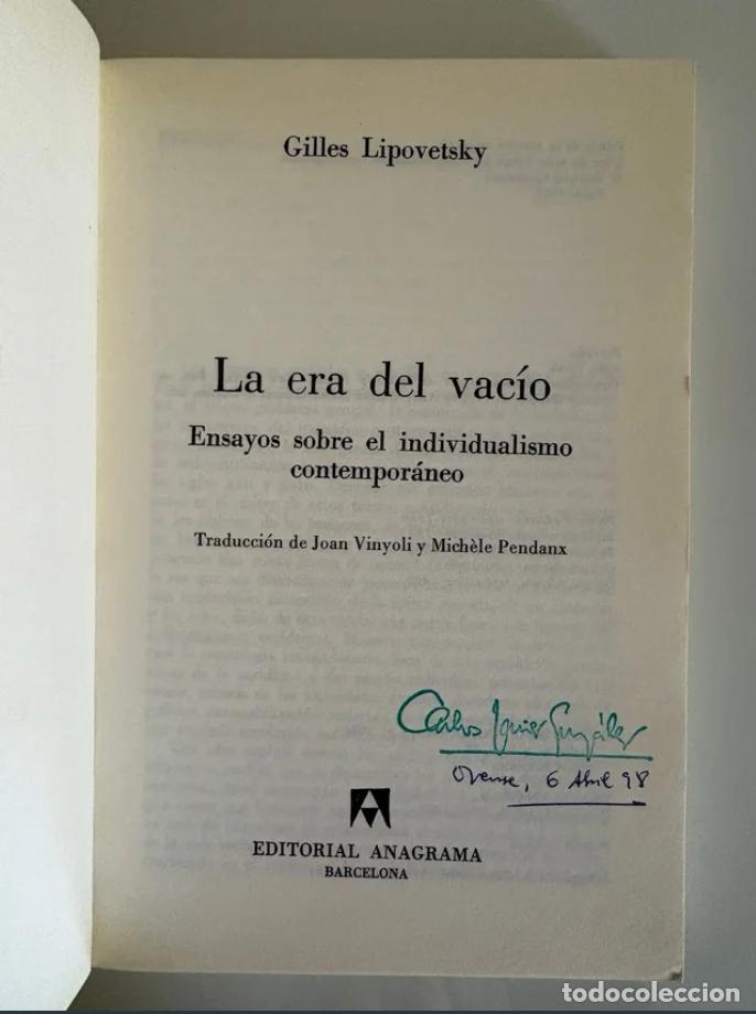 Libros de segunda mano: Lipovetsky, Gilles: La era del vac&iacute;o - Foto 5