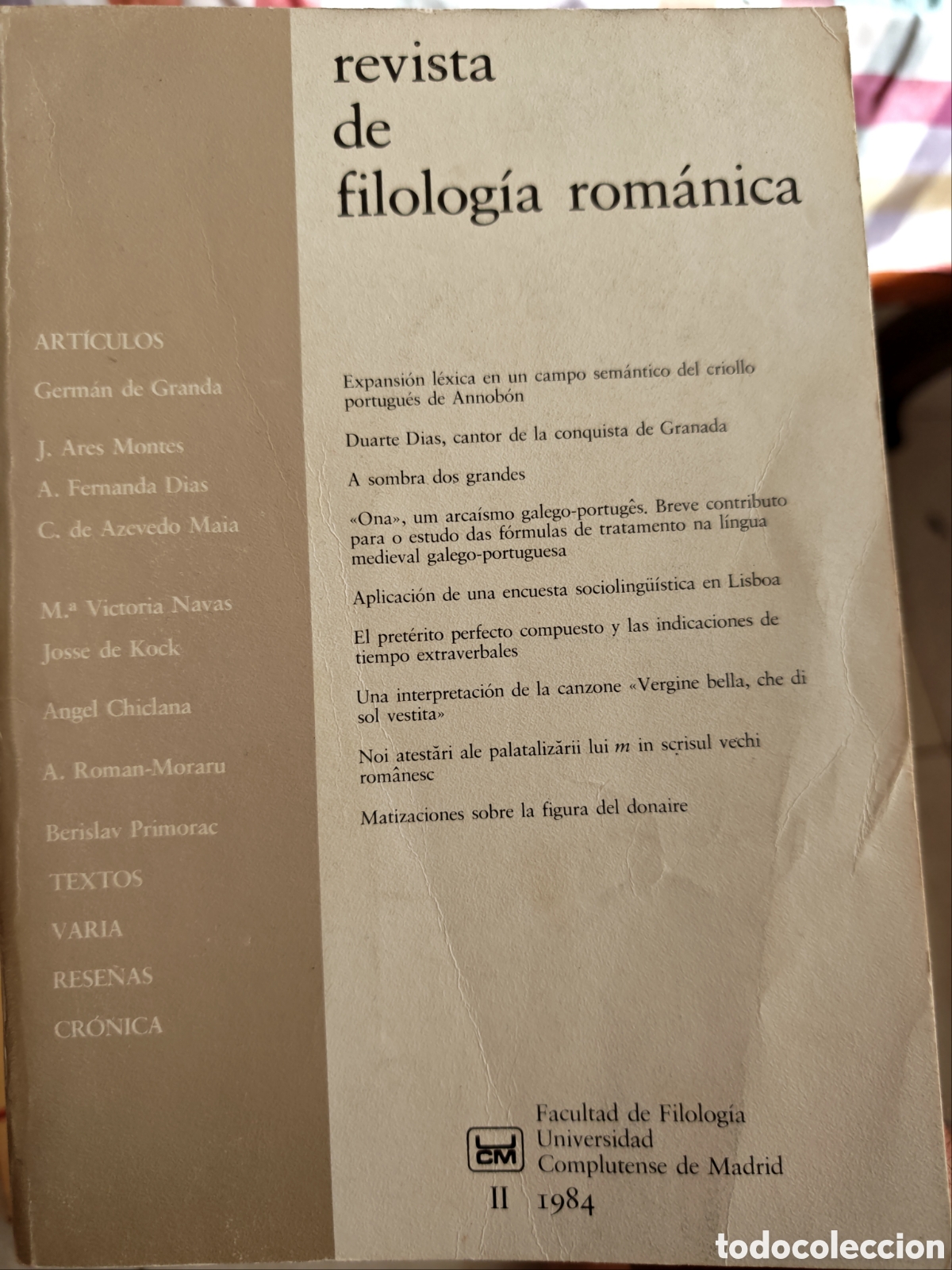 Libros de segunda mano: Universidad Complutense: Revista de Filolog&iacute;a Rom&aacute;nica. Volumen II (1984) UCM - Ling&uuml;&iacute;stica